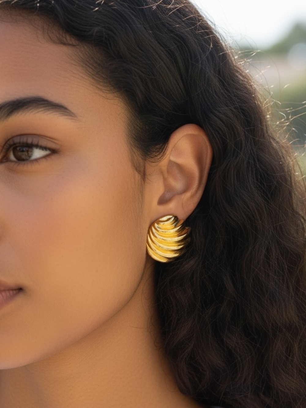 Mayamar Gold-Tone Sculpted Wave Earrings NWOT